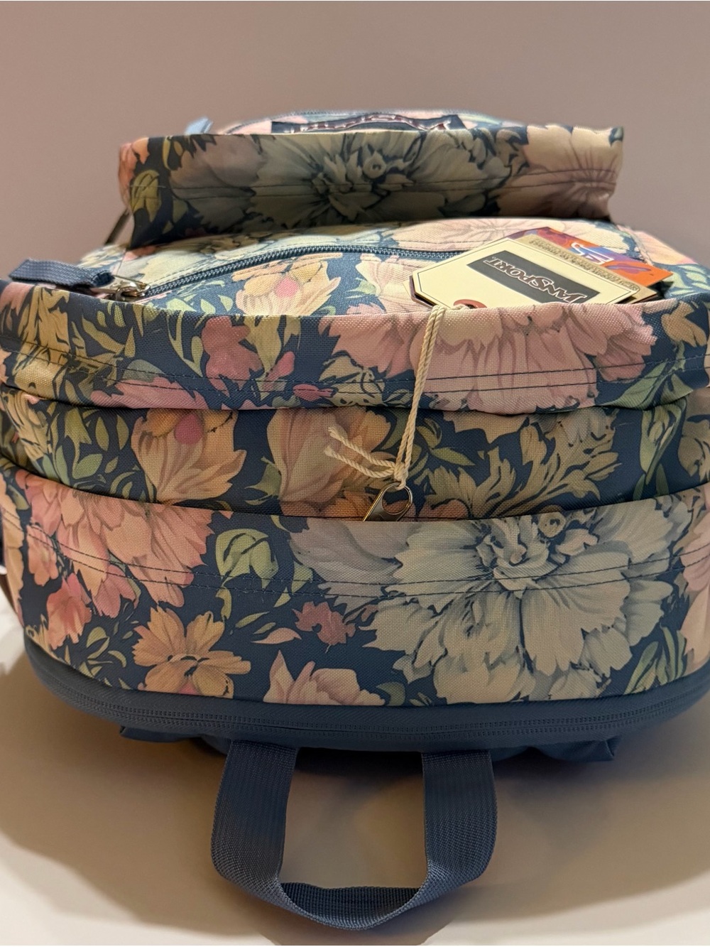 JanSport Big Student Faded Tapestry Elemental Blue Floral Laptop Backpack-New - Picture 5 of 15